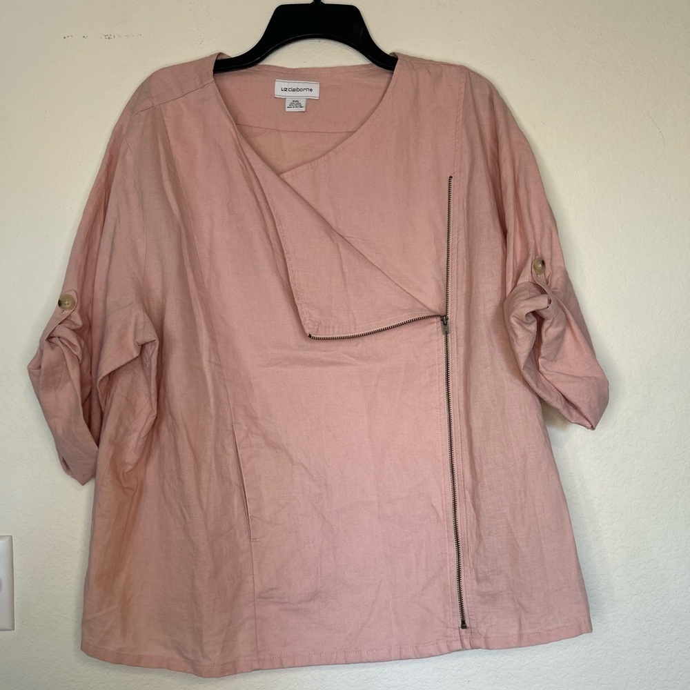 LIZ CLAIBORNE ROSE  XXL Linen Blend Elbow sleeve Jacket